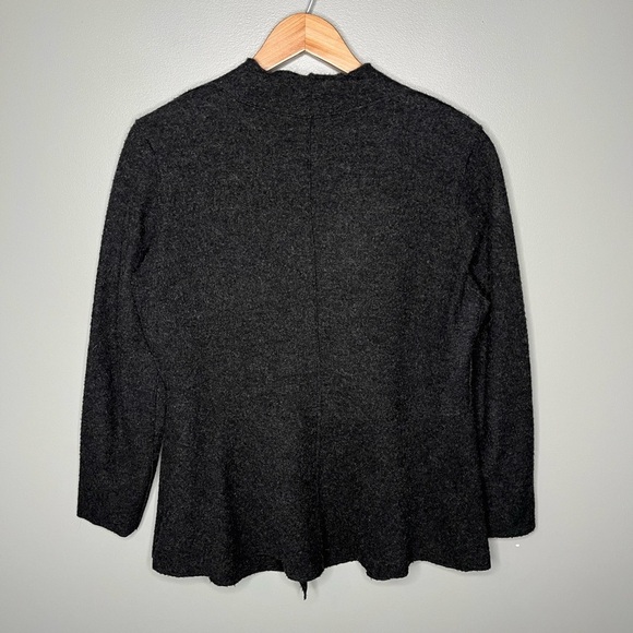 Eileen Fisher 100% Merino Wool Asymmetric Zip Jacket - Charcoal - Picture 3 of 10